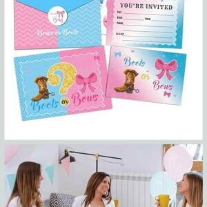 12Pcs Gender Reveal Party invitation Cards with Envelopes and Gender Reveal